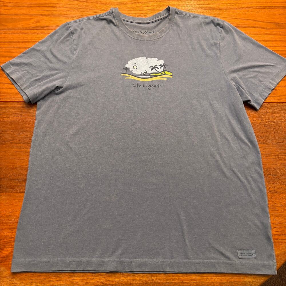 Life is Good Adult Unisex Blue Island Print Short Sleeve Shirt XL
